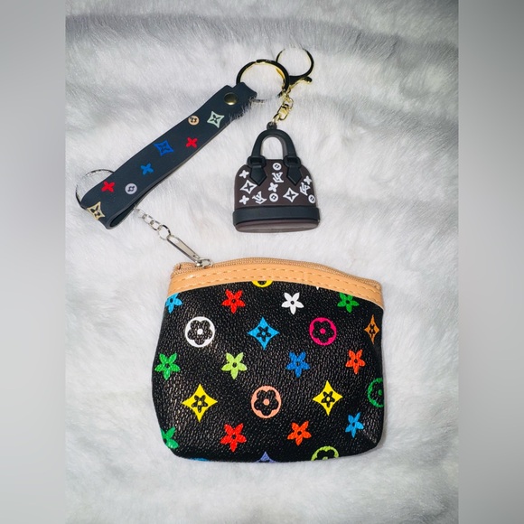 Monogram Multicolor Coin Pouch with Keychain Set - Picture 3 of 3